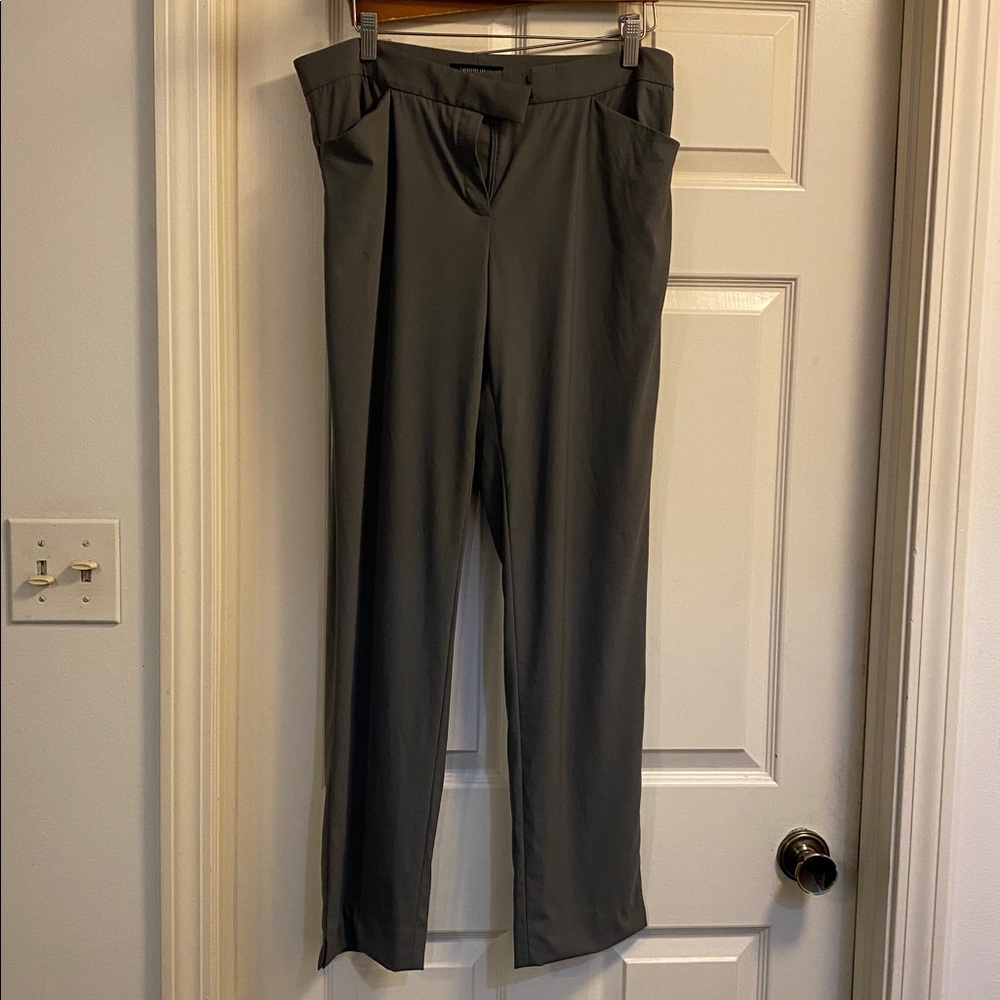 Lafayette 148 New York Irving Gray Virgin Wool Straight Leg Trousers size 10